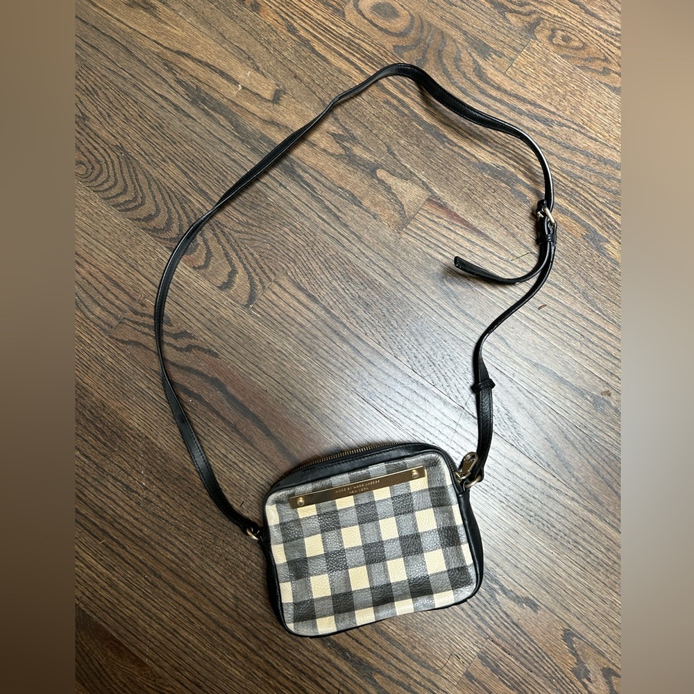 Marc Jacobs Black and Cream Check Crossbody Bag